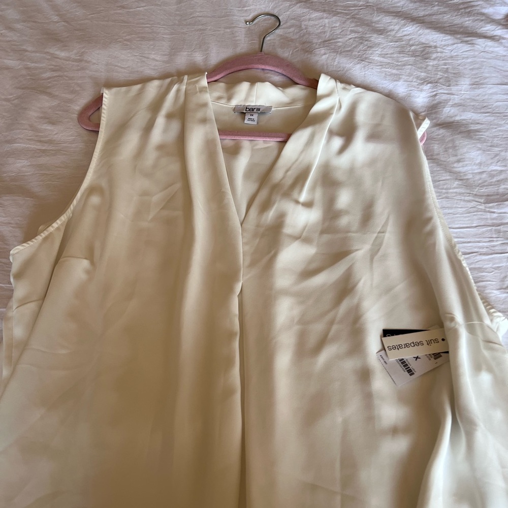 Plus size business off white top